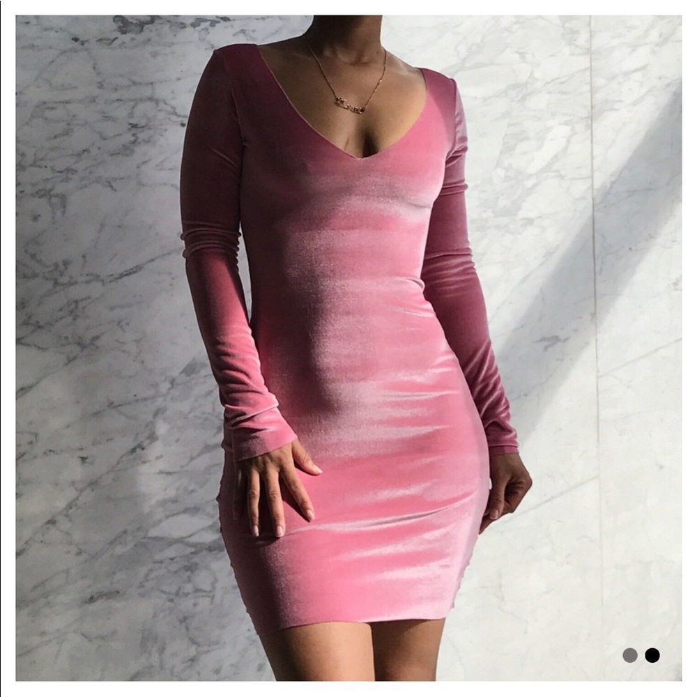 Pink velvet mini dress